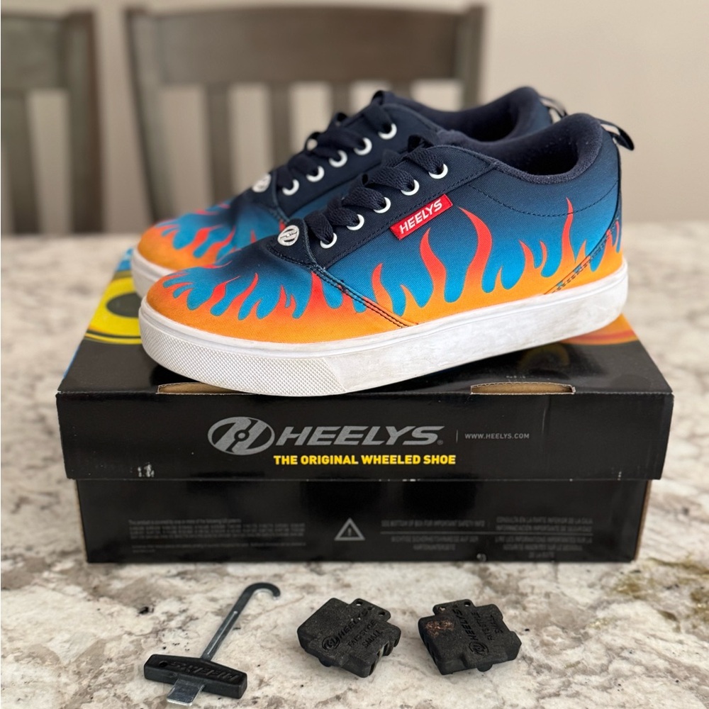 Heelys Blue and Orange Flame Sneakers with Wheels